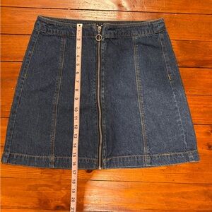 Denim A Line Front Zipper Skirt